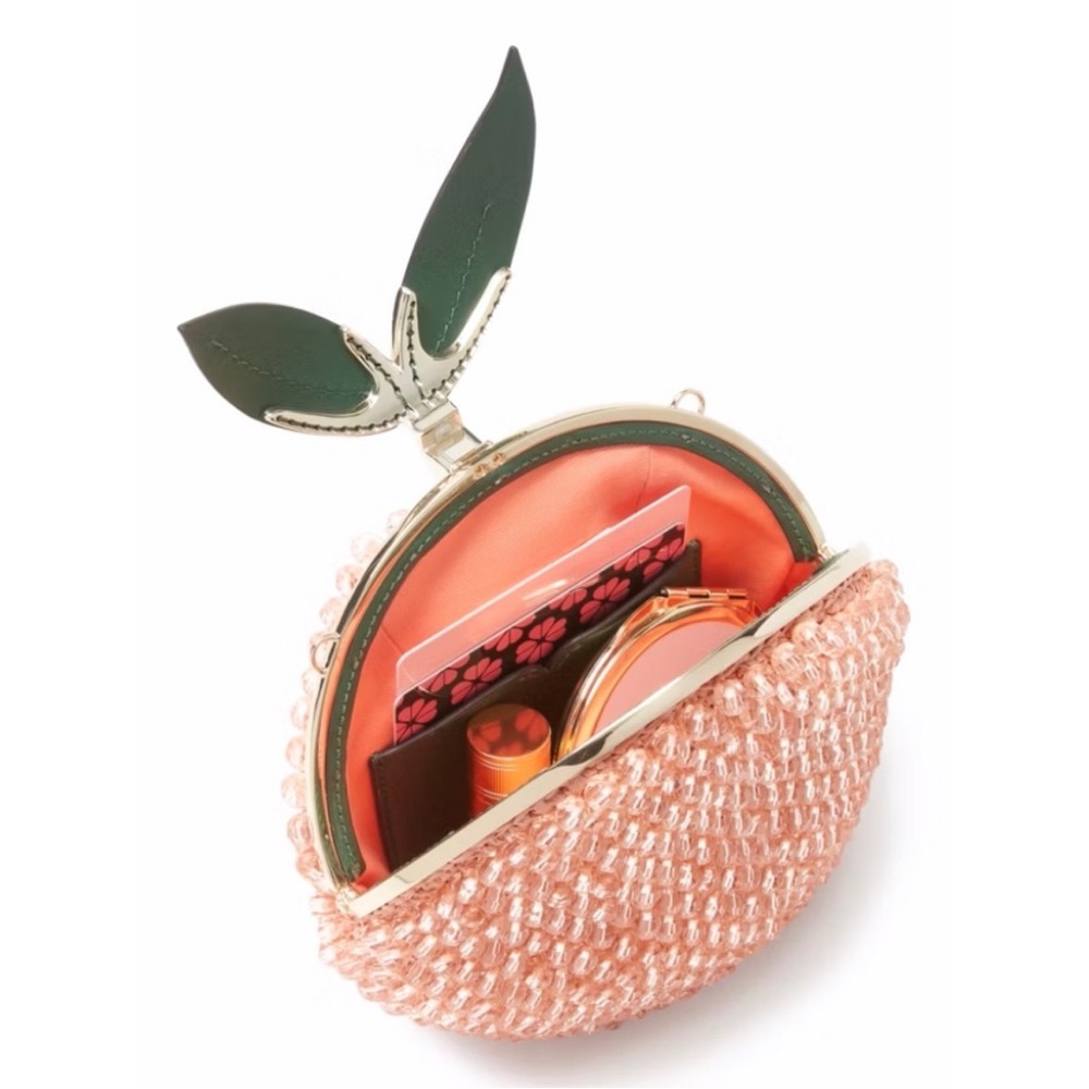 Kate Spade Peach Bellini Embellished Crochet Beads bag  purse 🍑 - Picture 2 of 7